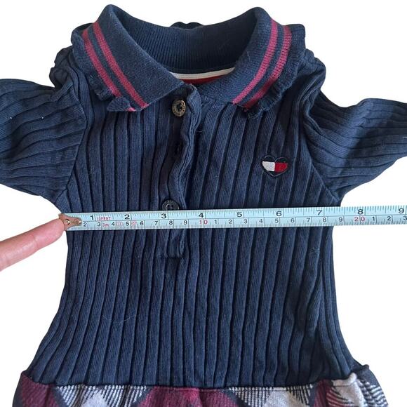 Tommy Hilfiger Toddler Fall/Winter Plaid Sweater Dress Navy Blue Red Size 2T - Picture 5 of 6
